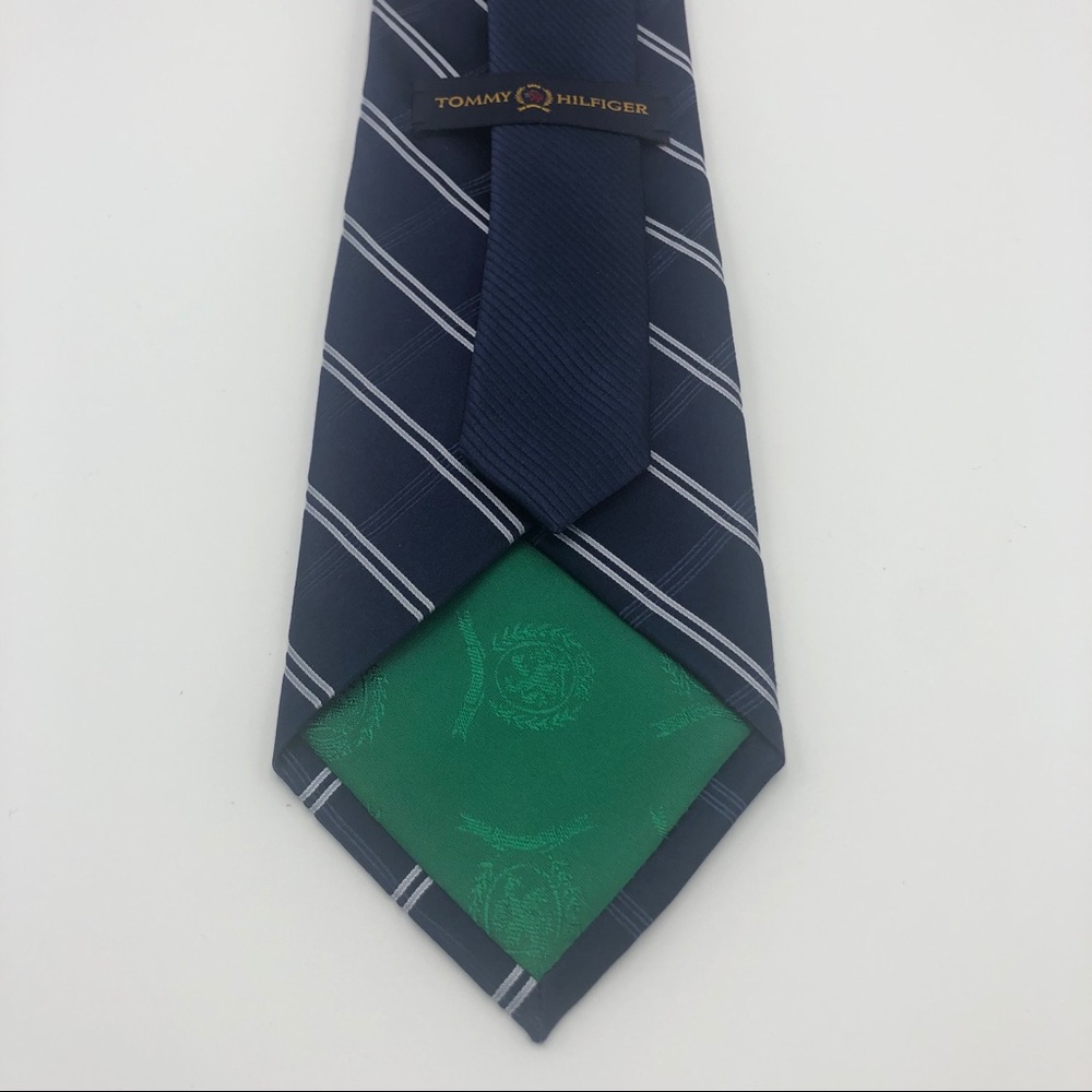 Tommy Hilfiger Classic Plaid Striped Silk Tie - Picture 3 of 6